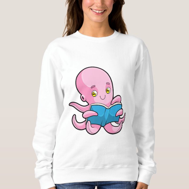 Oktopus beim Lesen eines Buches Sweatshirt (Vorderseite)