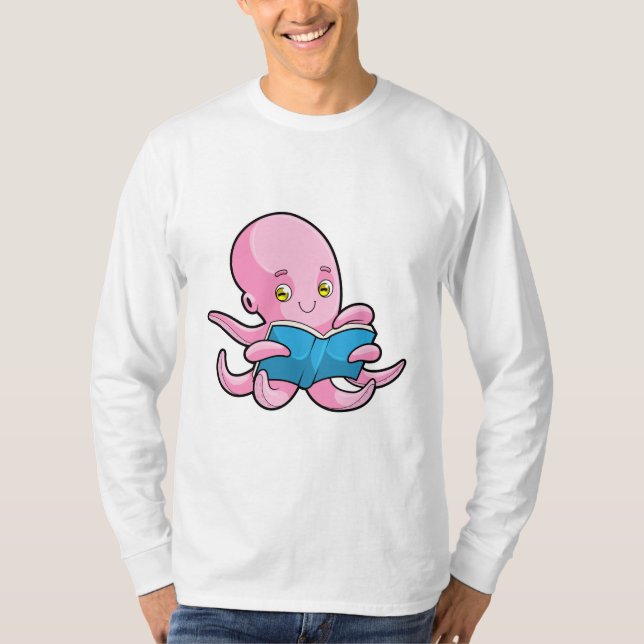 Oktopus beim Lesen eines Buches T-Shirt (Vorderseite)