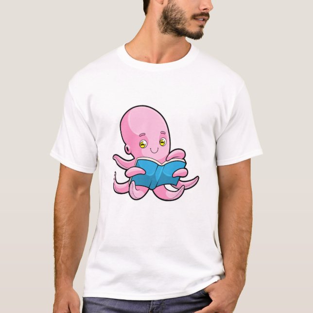 Oktopus beim Lesen eines Buches T-Shirt (Vorderseite)