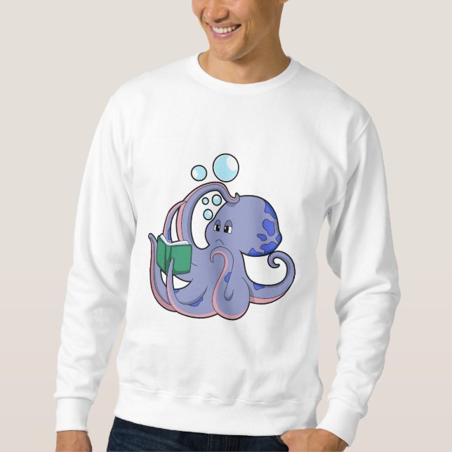 Oktopus beim Lesen mit Buch Sweatshirt (Vorderseite)