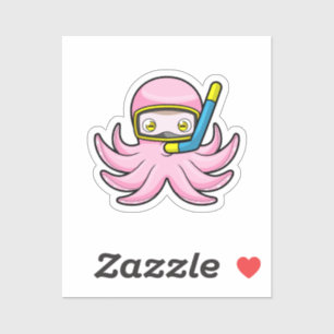 Oktopus beim Tauchen mit Schnorchel & Schwimmbrill Aufkleber