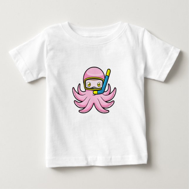 Oktopus beim Tauchen mit Schnorchel & Schwimmbrill Baby T-shirt (Vorderseite)
