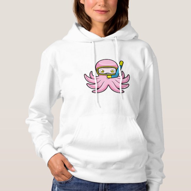 Oktopus beim Tauchen mit Schnorchel & Schwimmbrill Hoodie (Vorderseite)