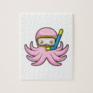 Oktopus beim Tauchen mit Schnorchel & Schwimmbrill Puzzle