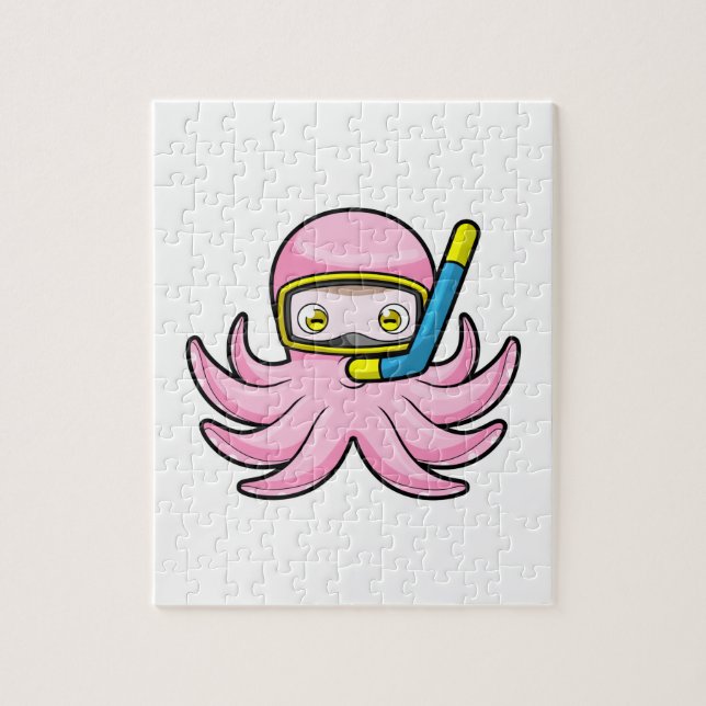 Oktopus beim Tauchen mit Schnorchel & Schwimmbrill Puzzle (Vertikal)
