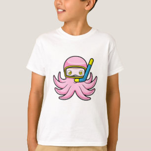 Oktopus beim Tauchen mit Schnorchel & Schwimmbrill T-Shirt