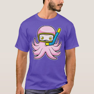 Oktopus beim Tauchen mit Schnorchel Schwimmbrille T-Shirt