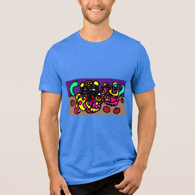 Oktopus   cooler Stil Tri-Blend Shirt (Vorderseite)