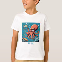 Oktopus, der einen Fisch läppt, Flex