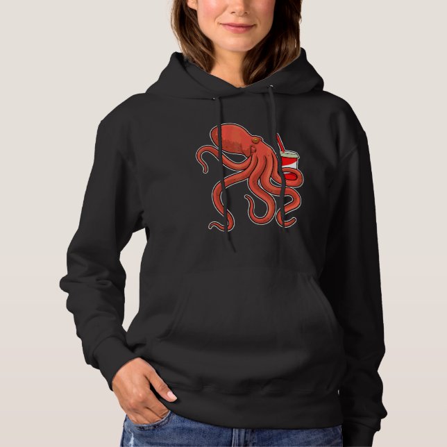 Oktopus Drink Cup Straw Hoodie (Vorderseite)