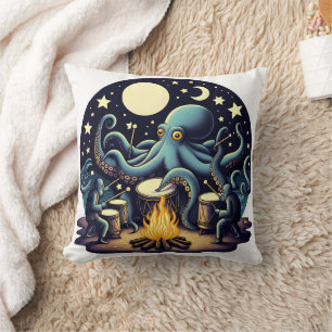 Oktopus Drumming durch Moonlit Campfire Kissen