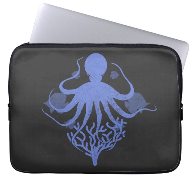 Oktopus (dunkler Hintergrund) Laptopschutzhülle (Vorderseite)