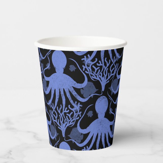 Oktopus (dunkler Hintergrund) Pappbecher (Vorderseite)