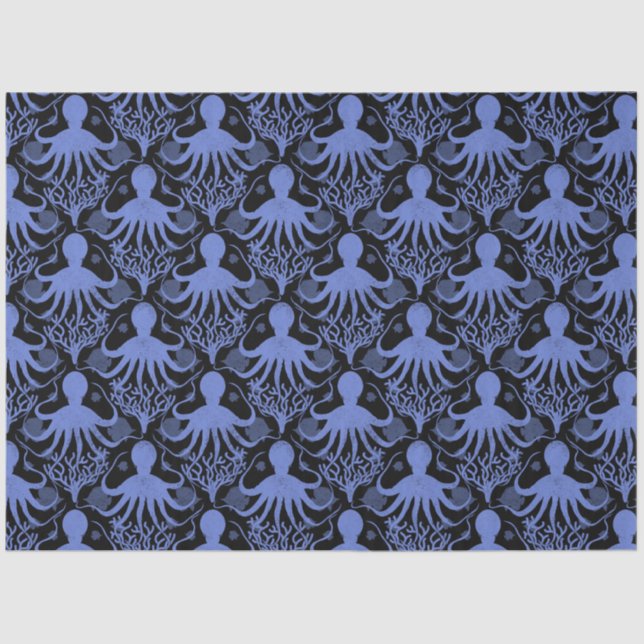 Oktopus (dunkler Hintergrund) Seidenpapier (Vorderseite)