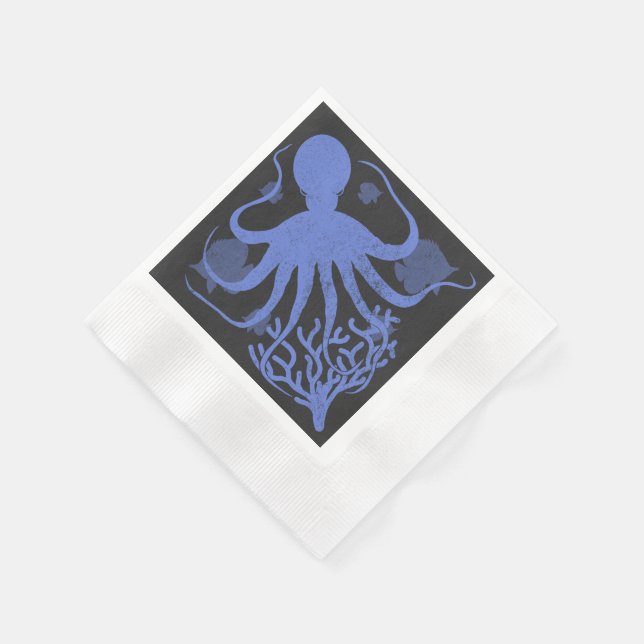 Oktopus (dunkler Hintergrund) Serviette (Ecke)