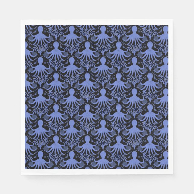 Oktopus (dunkler Hintergrund) Serviette (Vorderseite)