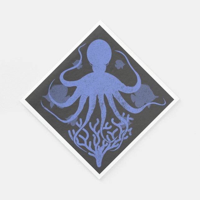 Oktopus (dunkler Hintergrund) Serviette (Ecke)