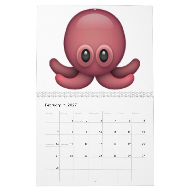 Oktopus - Emoji Kalender (Feb 2027)