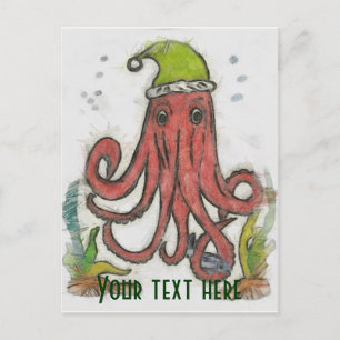Oktopus Feiertagspostkarte