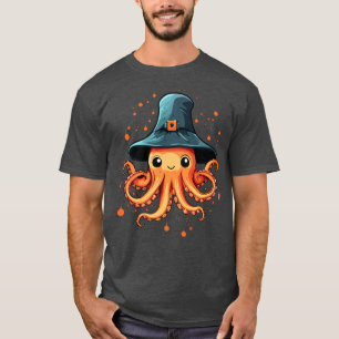 Oktopus Halloween in Hexenhut T-Shirt