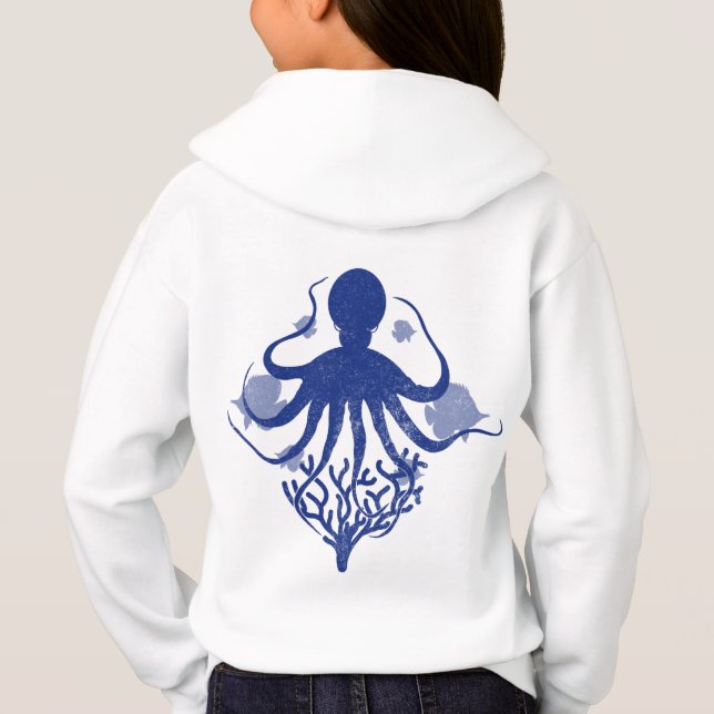 Oktopus (heller Hintergrund) Hoodie (Rückseite)