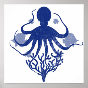 Oktopus (heller Hintergrund) Poster
