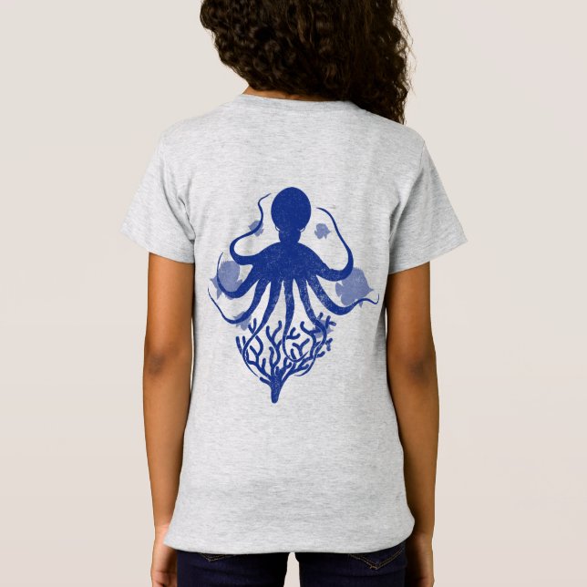 Oktopus (heller Hintergrund) T-Shirt (Rückseite)