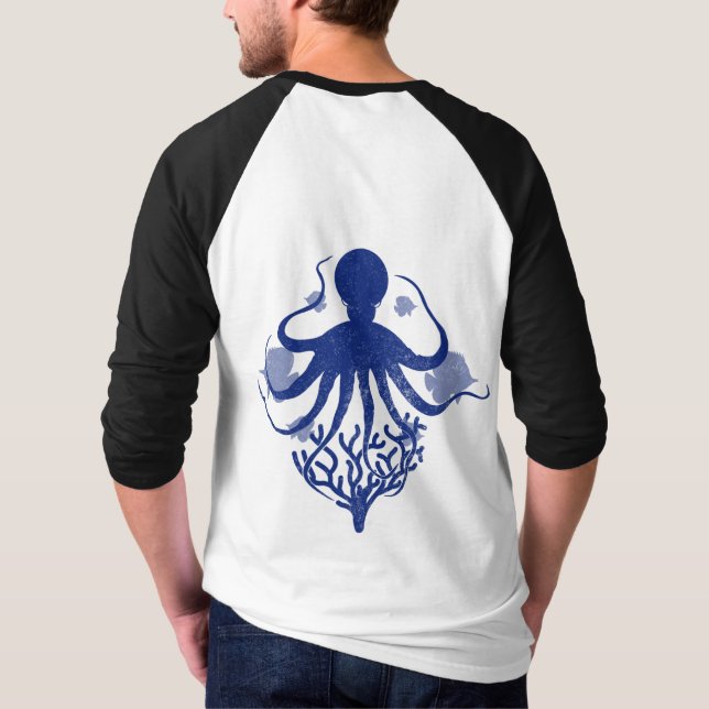 Oktopus (heller Hintergrund) T-Shirt (Rückseite)