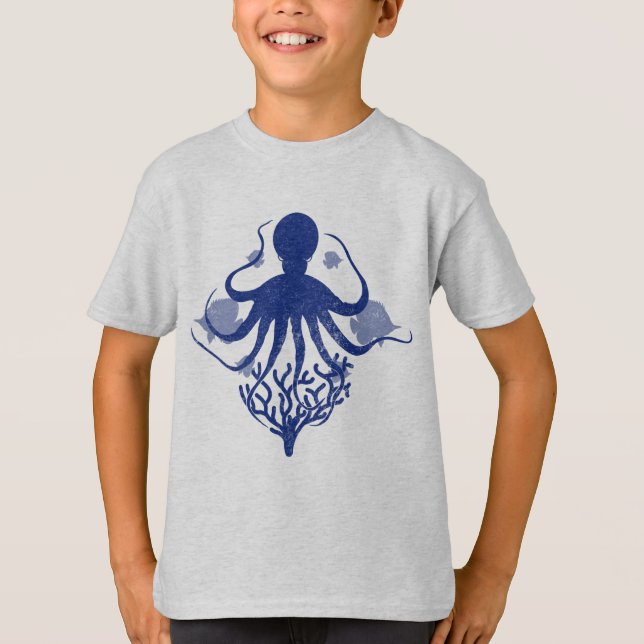 Oktopus (heller Hintergrund) T-Shirt (Vorderseite)
