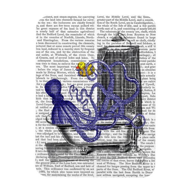 Oktopus im Bad 2 Magnet (Vertikal)