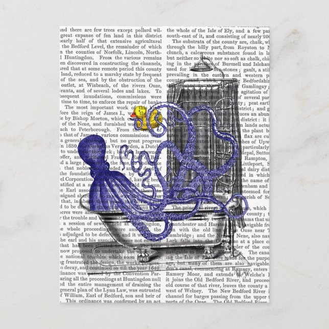 Oktopus im Bad 2 Postkarte (Vorderseite)