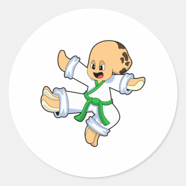 Oktopus im Karate der Kampfkünste Runder Aufkleber (Vorderseite)