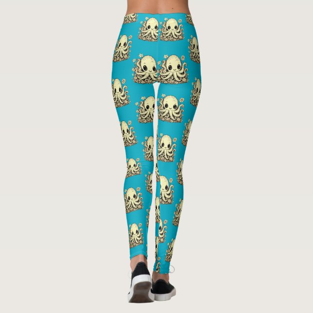 Oktopus in der Blume Süße Tier-Design Leggings (Rückseite)