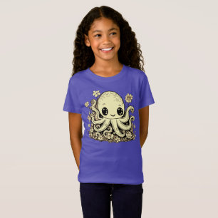 Oktopus in der Blume Süße Tier-Design T-Shirt
