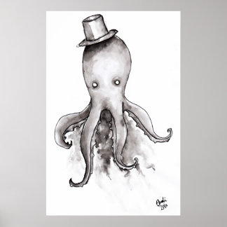 Oktopus in einem Hutposter Poster