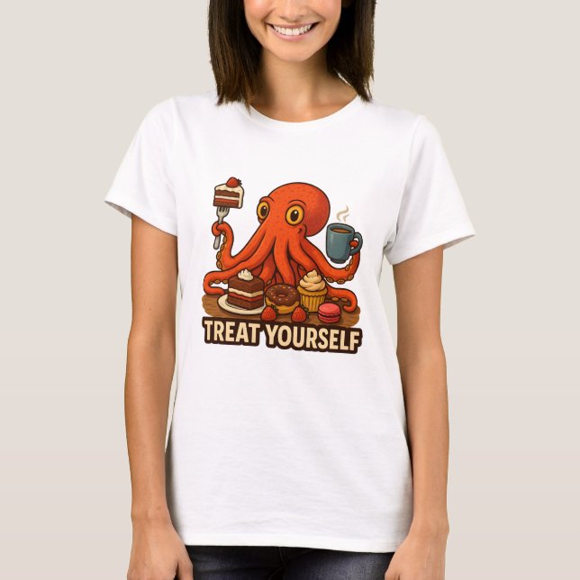 Oktopus in süßen Leckereien T-Shirt (Vorderseite)