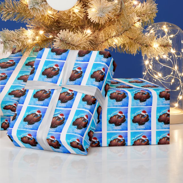 Oktopus in Weihnachtsmannmütze Geschenkpapier (Feiertage)