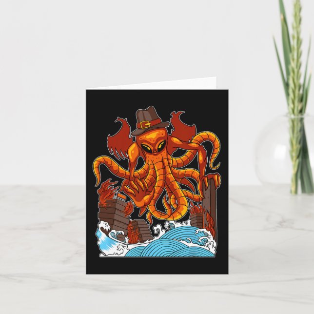 Oktopus Japanischer Monster Erntedank Tag Herbst A Karte (Vorderseite)