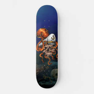 Oktopus-Kapitänsschädel-Schatz Skateboard