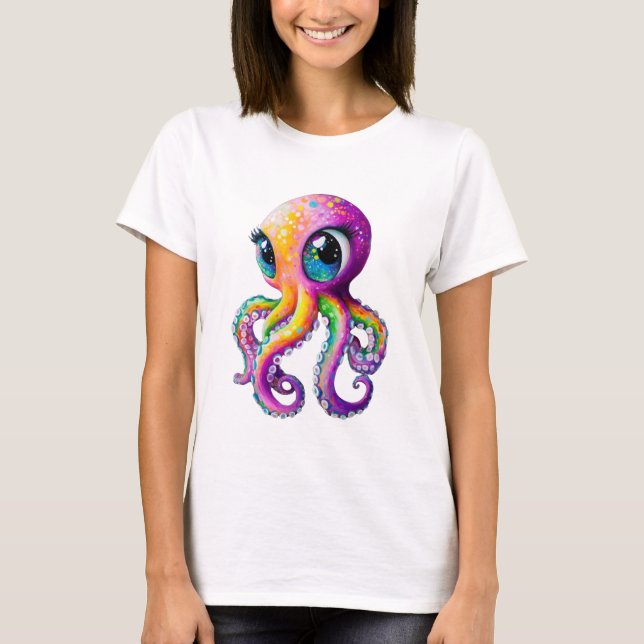 Oktopus Kawaii-Stil mit großen funkelnden Augen. T-Shirt (Vorderseite)