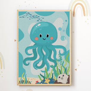 Oktopus-Kinderzimmer-Druck Kinderzimmer Poster