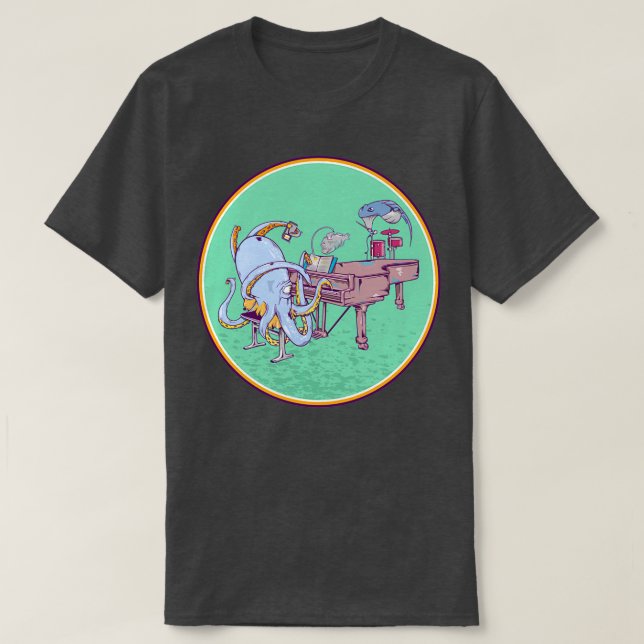 Oktopus Klavier spielen T-Shirt (Design vorne)