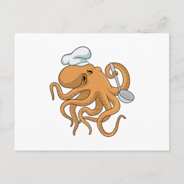 Oktopus Koch Postkarte (Vorderseite)