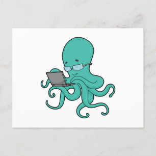 Oktopus Laptop Postkarte