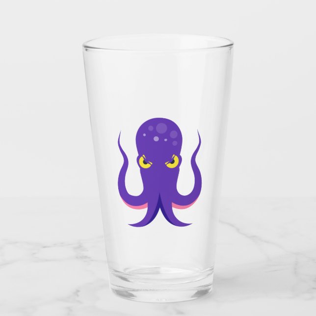 Oktopus Lila Tintenfisch Glas (Vorderseite)