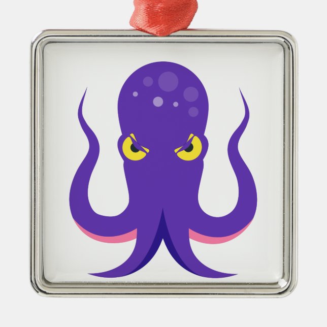Oktopus Lila Tintenfisch Ornament Aus Metall (Vorne)