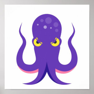 Oktopus Lila Tintenfisch Poster