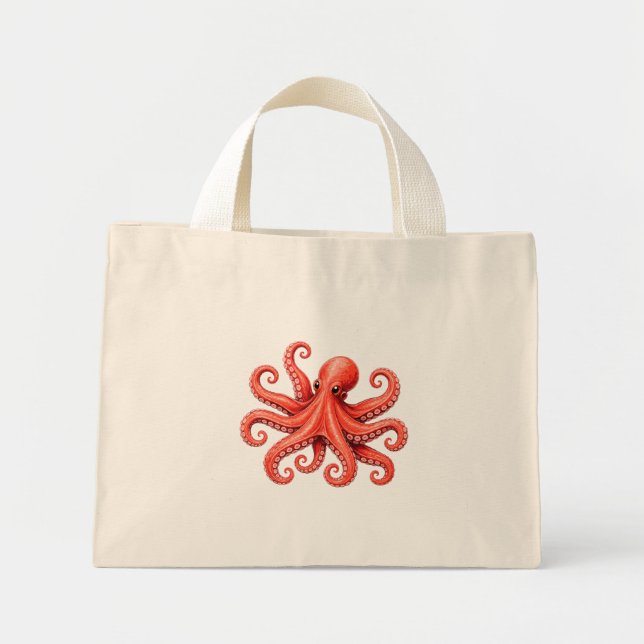 Oktopus Meer Leben Ozean Tier Design Mini Stoffbeutel (Vorne)