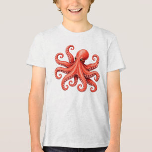 Oktopus Meer Leben Ozean Tier Design Tri-Blend Shirt