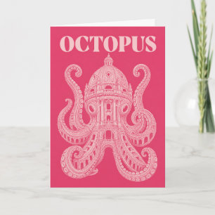 Oktopus Meeresleben Minimalistischer Ozean Küsten Karte